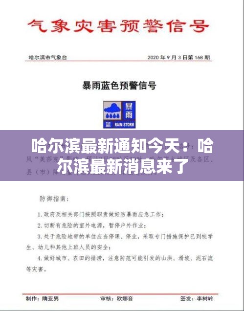 哈尔滨最新通知今天：哈尔滨最新消息来了