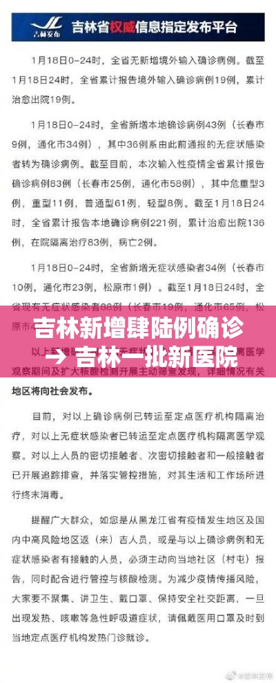 吉林新增肆陆例确诊 → 吉林一批新医院将集中投用