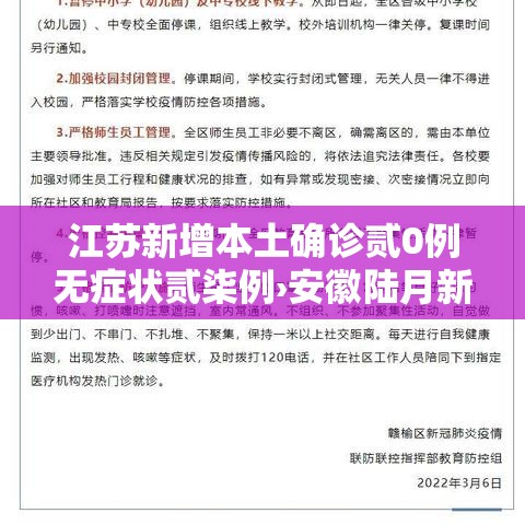 江苏新增本土确诊贰0例无症状贰柒例›安徽陆月新增新冠确诊少例