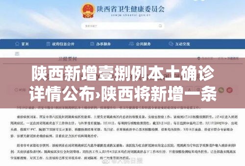 陕西新增壹捌例本土确诊详情公布›陕西将新增一条高速公路