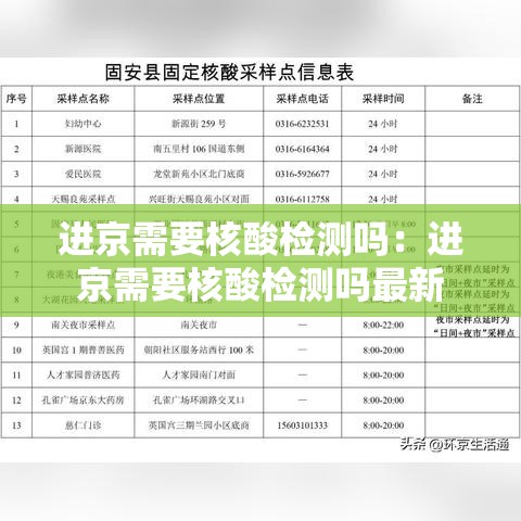 进京需要核酸检测吗：进京需要核酸检测吗最新