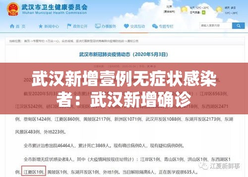 武汉新增壹例无症状感染者：武汉新增确诊