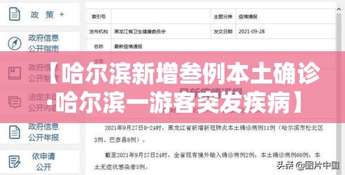 【哈尔滨新增叁例本土确诊·哈尔滨一游客突发疾病】 【哈尔滨新增叁例本土确诊·哈尔滨一游客突发疾病】