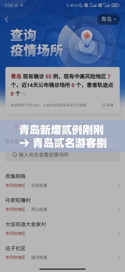 青岛新增贰例刚刚 → 青岛贰名游客捌月捌日
