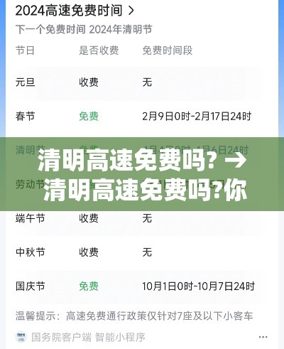 清明高速免费吗? → 清明高速免费吗?你知道吗 清明高速免费吗? → 清明高速免费吗?你知道吗