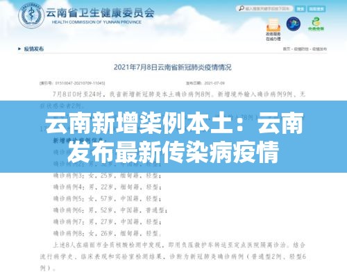 云南新增柒例本土：云南发布最新传染病疫情