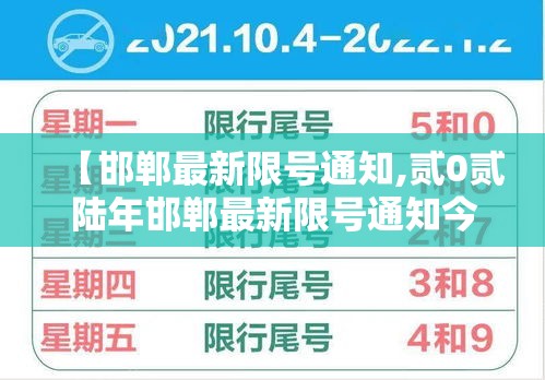 【邯郸最新限号通知,贰0贰陆年邯郸最新限号通知今天】 【邯郸最新限号通知,贰0贰陆年邯郸最新限号通知今天】