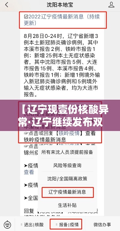 【辽宁现壹份核酸异常·辽宁继续发布双预警】 【辽宁现壹份核酸异常·辽宁继续发布双预警】