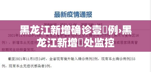 黑龙江新增确诊壹無例›黑龙江新增無处监控