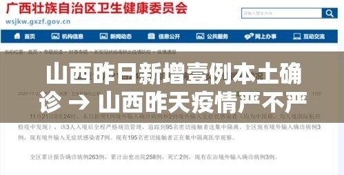 山西昨日新增壹例本土确诊 → 山西昨天疫情严不严重 山西昨日新增壹例本土确诊 → 山西昨天疫情严不严重