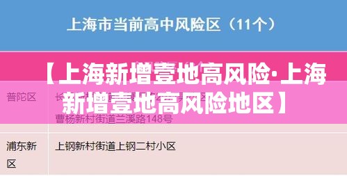 【上海新增壹地高风险·上海新增壹地高风险地区】