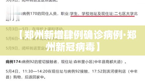 【郑州新增肆例确诊病例·郑州新冠病毒】 【郑州新增肆例确诊病例·郑州新冠病毒】