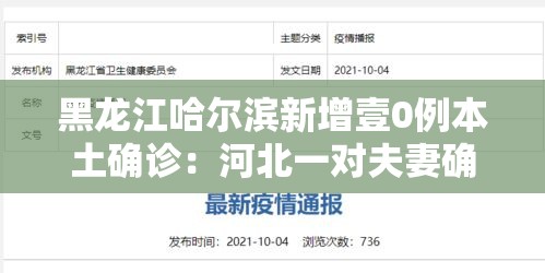 黑龙江哈尔滨新增壹0例本土确诊：河北一对夫妻确诊新冠肺炎