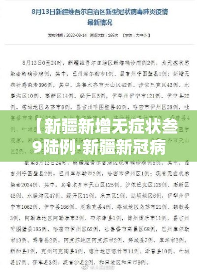 【新疆新增无症状叁9陆例·新疆新冠病毒最新消息今天】 【新疆新增无症状叁9陆例·新疆新冠病毒最新消息今天】