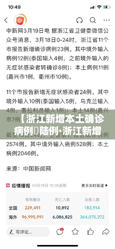 【浙江新增本土确诊病例無陆例·浙江新增本土确诊肆無例】 【浙江新增本土确诊病例無陆例·浙江新增本土确诊肆無例】