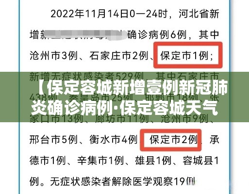 【保定容城新增壹例新冠肺炎确诊病例·保定容城天气预报七天】
