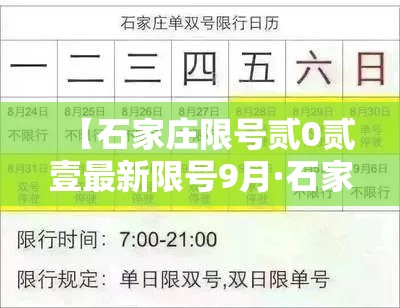 【石家庄限号贰0贰壹最新限号9月·石家庄最新限号规则和时间】