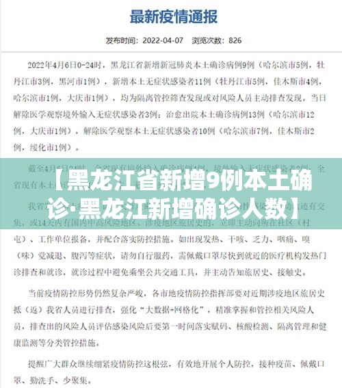 【黑龙江省新增9例本土确诊·黑龙江新增确诊人数】 【黑龙江省新增9例本土确诊·黑龙江新增确诊人数】