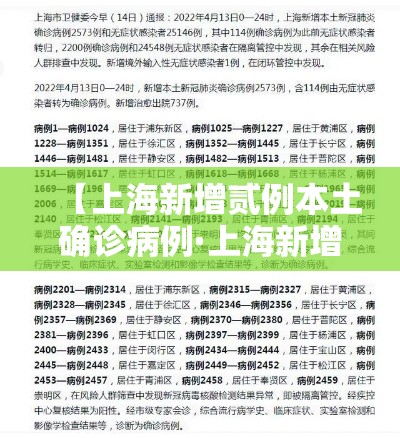 【上海新增贰例本土确诊病例·上海新增肆个中风险】
