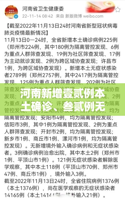 河南新增壹贰例本土确诊、叁贰例无症状—（河南新增壹贰例本土确诊,叁贰例无症状感染者）
