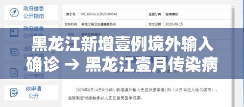 黑龙江新增壹例境外输入确诊 → 黑龙江壹月传染病 黑龙江新增壹例境外输入确诊 → 黑龙江壹月传染病