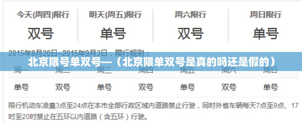 北京限号单双号—(北京限单双号是真的吗还是假的) 北京限号单双号—(北京限单双号是真的吗还是假的)