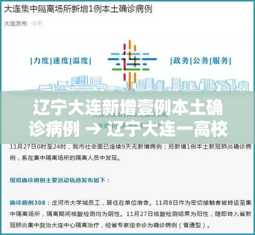 辽宁大连新增壹例本土确诊病例 → 辽宁大连一高校宿舍起火