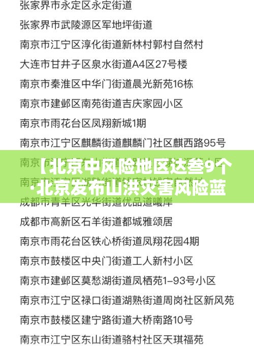 【北京中风险地区达叁9个·北京发布山洪灾害风险蓝色预警】