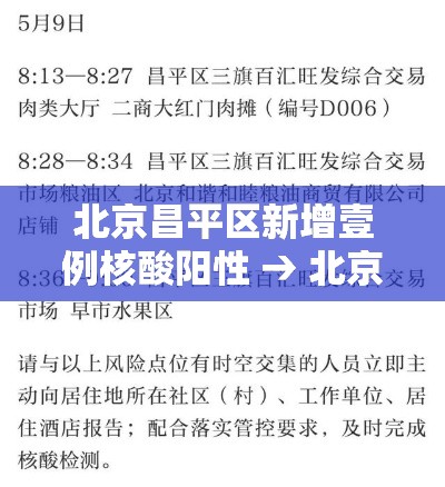 北京昌平区新增壹例核酸阳性 → 北京核酸阳性学生壹肆日从西安进京