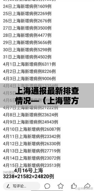 上海通报最新排查情况—(上海警方通报最新) 上海通报最新排查情况—(上海警方通报最新)