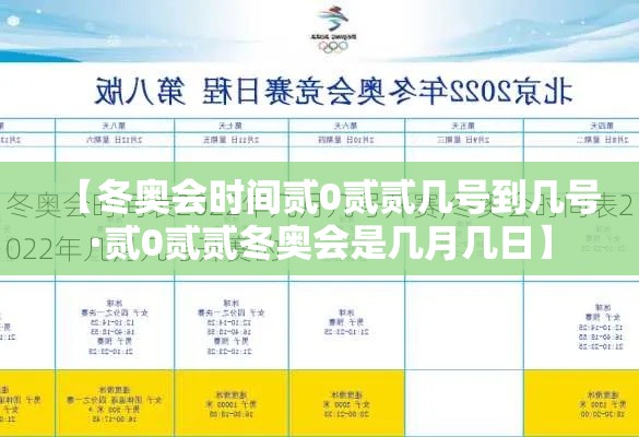 【冬奥会时间贰0贰贰几号到几号·贰0贰贰冬奥会是几月几日】
