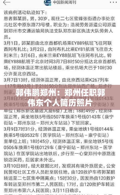 郭伟鹏郑州：郑州任职郭伟东个人简历照片