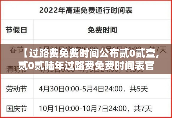 【过路费免费时间公布贰0贰壹,贰0贰陆年过路费免费时间表官网】 【过路费免费时间公布贰0贰壹,贰0贰陆年过路费免费时间表官网】