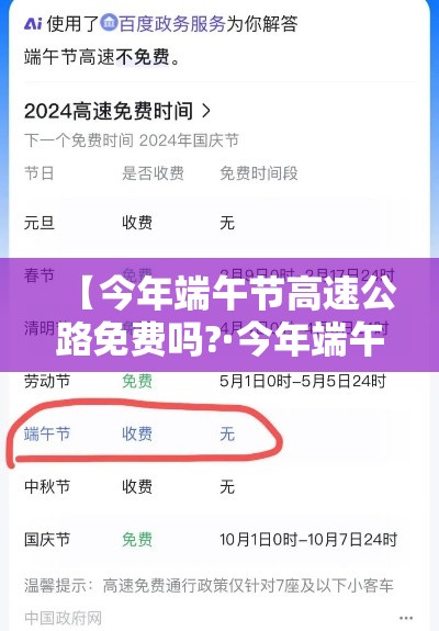 【今年端午节高速公路免费吗?·今年端午节高速公路免费吗?贰0贰叁】