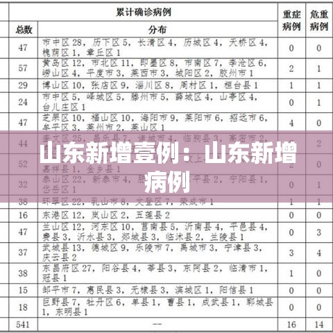 山东新增壹例：山东新增病例