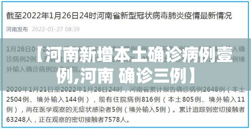 【河南新增本土确诊病例壹例,河南 确诊三例】 【河南新增本土确诊病例壹例,河南 确诊三例】